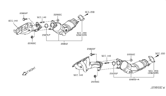 2006 Nissan 350Z Three Way Catalytic Converter Diagram for B08B2-EV11A