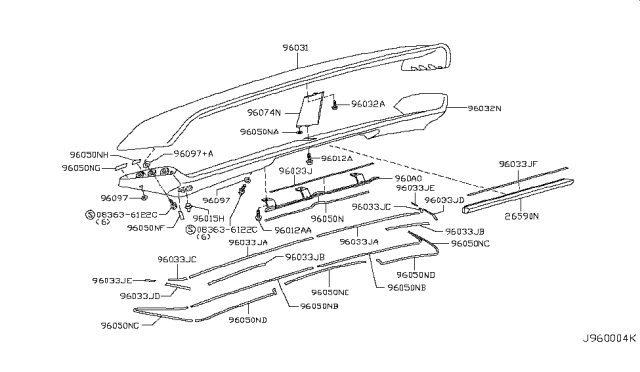 2007 Nissan 350Z Air Spoiler-Rear, Center Diagram for K6074-1A44H