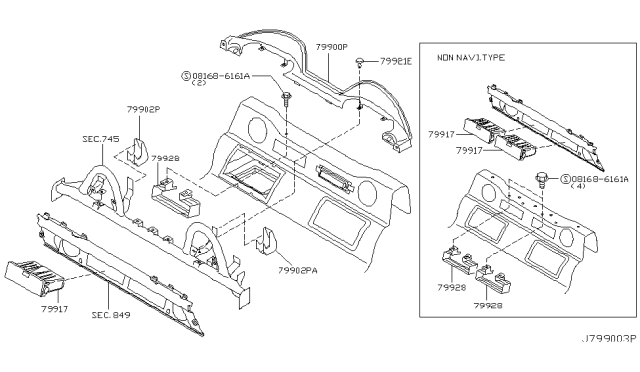 2005 Nissan 350Z Rear & Back Panel Trimming Diagram 2