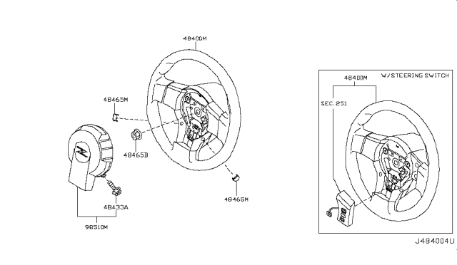 2004 Nissan 350Z Air Bag Driver Side Module Assembly Diagram for K851M-CD000