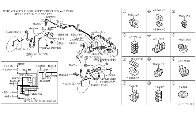 2003 Nissan 350Z Grommet Diagram for 46366-AL505