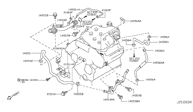 2005 Nissan 350Z Water Hose & Piping Diagram 1