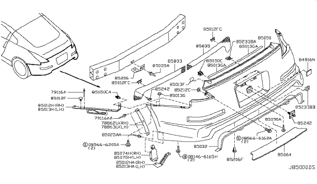 2007 Nissan 350Z Rear Bumper Diagram 2