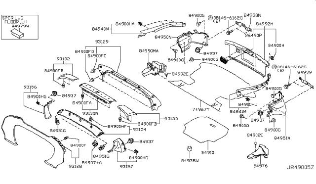 2005 Nissan 350Z Trunk & Luggage Room Trimming Diagram 1