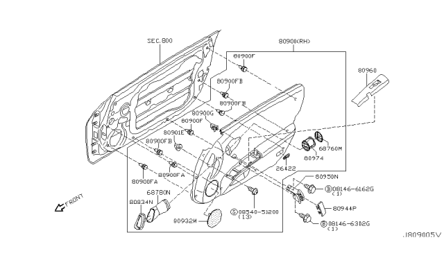 2003 Nissan 350Z VENTILATOR Assembly - Side, R Diagram for 68750-CD040