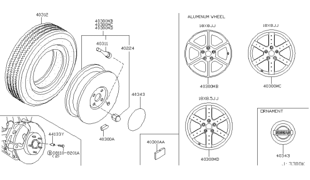 2004 Nissan 350Z Road Wheel & Tire Diagram 1