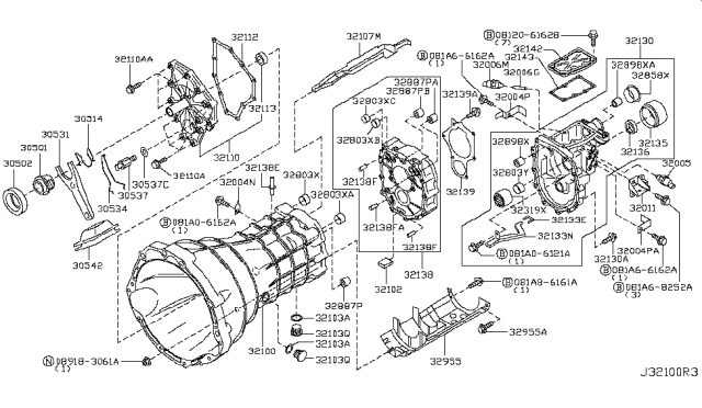 2005 Nissan 350Z Transmission Case & Clutch Release Diagram 2
