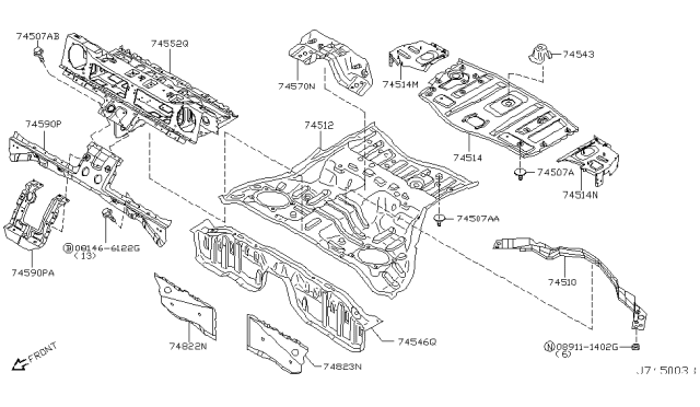 2007 Nissan 350Z Floor Panel (Rear) Diagram 1