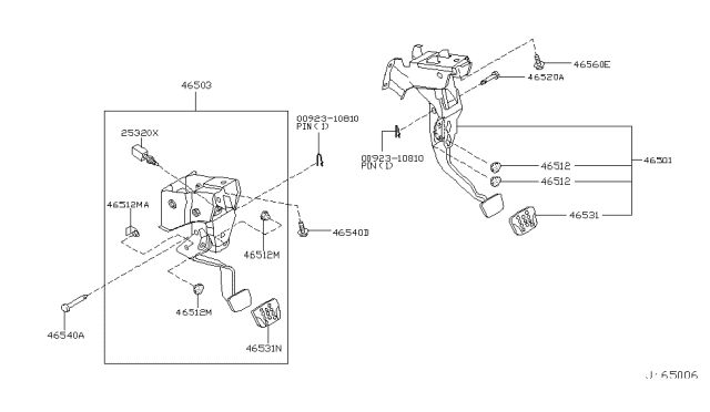 2007 Nissan 350Z Brake & Clutch Pedal Diagram 2