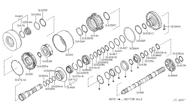 2005 Nissan 350Z Race Bearing Diagram for 31435-90X02