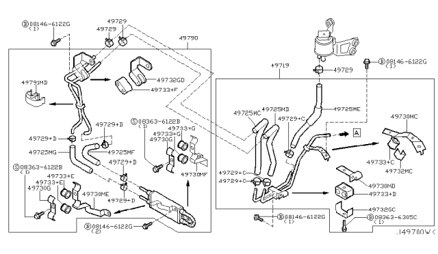 2006 Nissan 350Z Hose-Return,Power Steering Diagram for 49725-EV03A