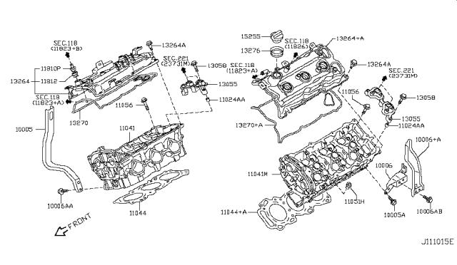 2008 Nissan 350Z Gasket-Cylinder Head Diagram for 11044-JK21A