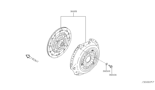 2004 Nissan 350Z Cover Assembly-Clutch, With Disc Diagram for 30205-CD021