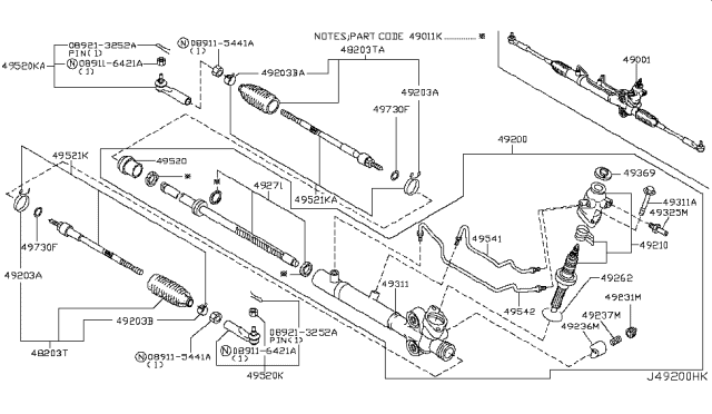2006 Nissan 350Z Gear & Linkage Diagram for 49001-CF10A