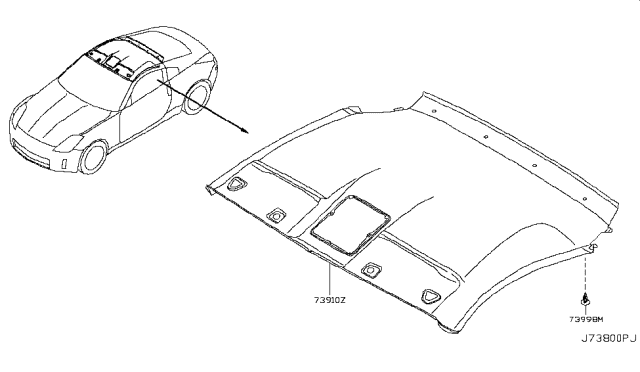 2007 Nissan 350Z Headlining Assy Diagram for 73910-EV20A