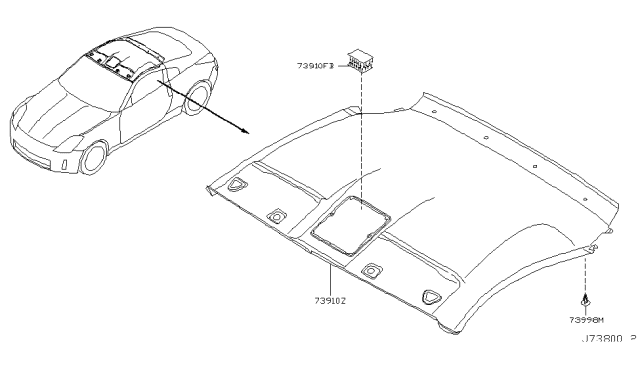 2004 Nissan 350Z Roof Trimming Diagram 2