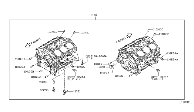 2008 Nissan 350Z Cylinder Block & Oil Pan Diagram 2