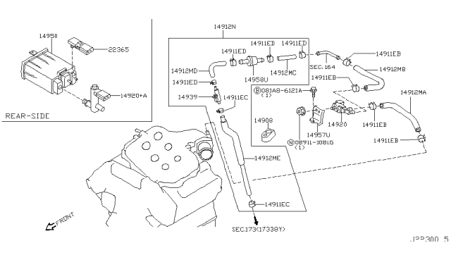 2006 Nissan 350Z Hose-EVAP Control Diagram for 14912-JK20C