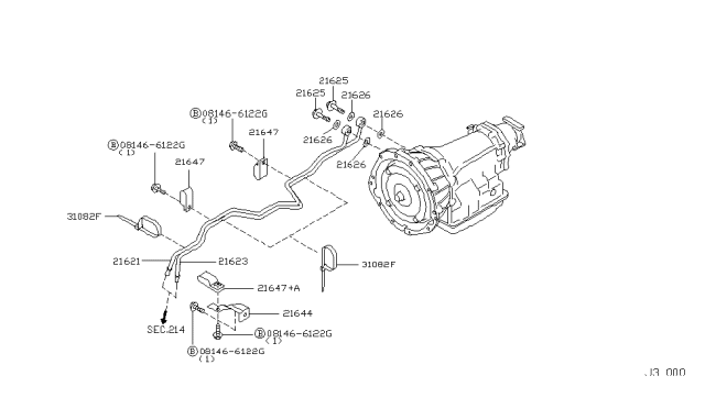 2005 Nissan 350Z Clamp-Tube Diagram for 21647-AM600