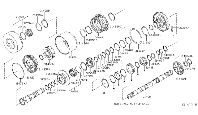 2003 Nissan 350Z Bearing-Needle,Thrust Diagram for 31407-90X07