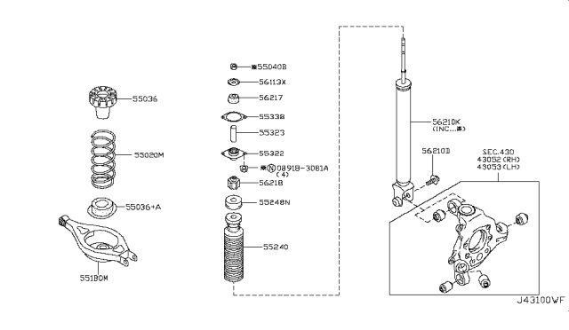 2007 Nissan 350Z Bush-Rear Shock Absorber Diagram for 56218-AG000