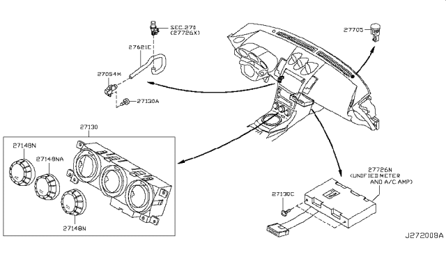 2008 Nissan 350Z Control Assembly Diagram for 27500-CF40B