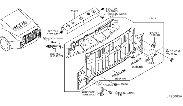 2006 Nissan 350Z Rear,Back Panel & Fitting Diagram 1