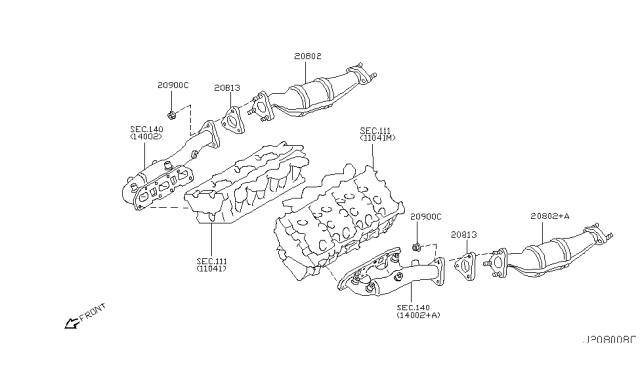 2005 Nissan 350Z Three Way Catalyst Converter Diagram for 208B3-CD425