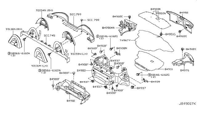 2007 Nissan 350Z Trunk & Luggage Room Trimming Diagram 3