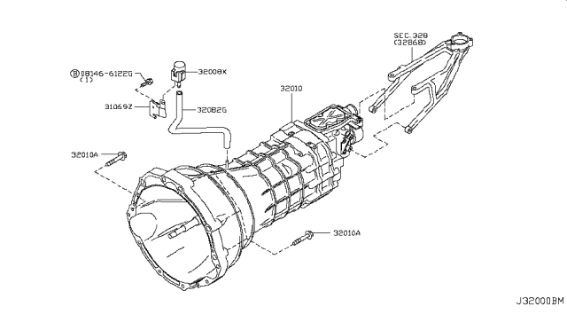 2008 Nissan 350Z Manual Transmission, Transaxle & Fitting Diagram