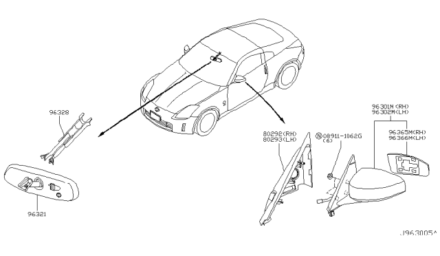 2006 Nissan 350Z Rear View Mirror Diagram 1