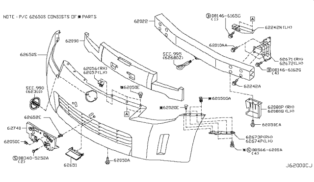 2006 Nissan 350Z Front Bumper Diagram 1