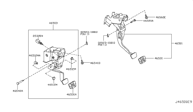 2008 Nissan 350Z Brake & Clutch Pedal Diagram 2