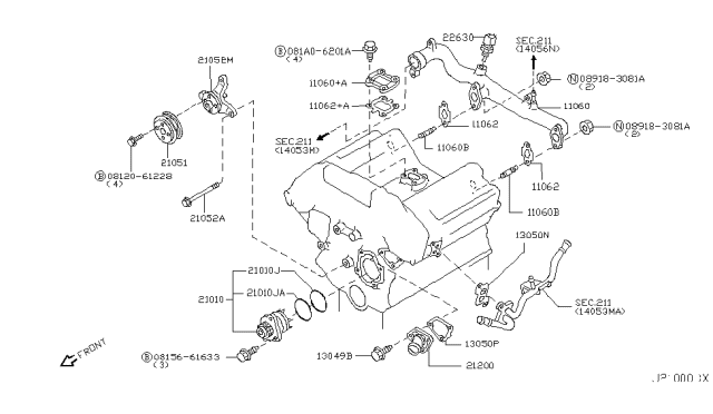 2005 Nissan 350Z Outlet-Water Diagram for 11060-AE200
