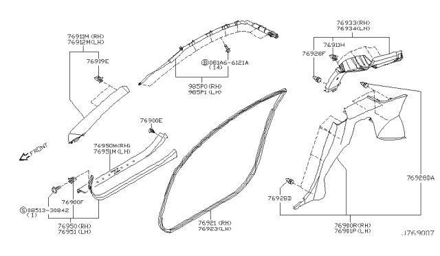 2004 Nissan 350Z Body Side Trimming Diagram 1