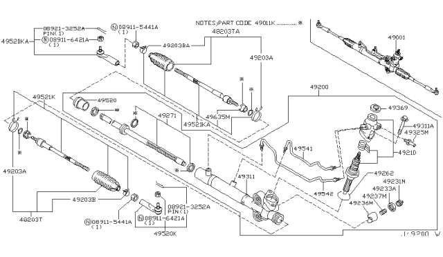 2003 Nissan 350Z Rack Assy-Power Steering Diagram for 49271-AM600