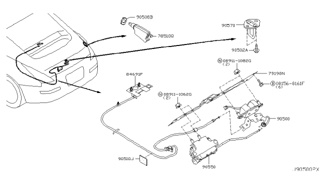 2003 Nissan 350Z Door Lock Actuator Motor Diagram for 78850-CD000