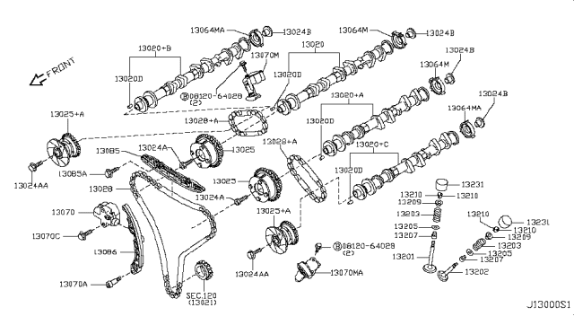 2008 Nissan 350Z Camshaft Assy Diagram for 13020-JK21B