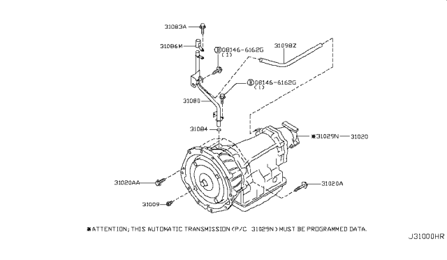 2007 Nissan 350Z Auto Transmission,Transaxle & Fitting Diagram 1