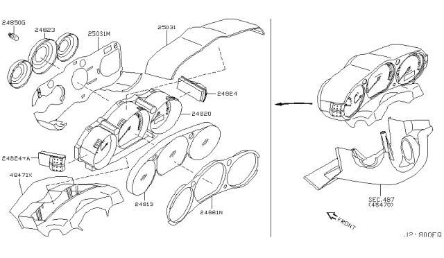 2006 Nissan 350Z Switch Assy Diagram for 24824-CF40B