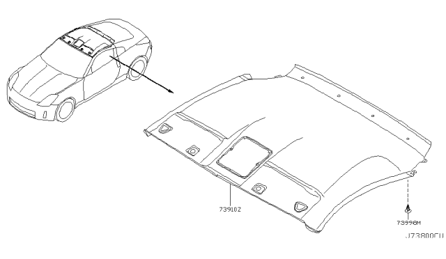 2005 Nissan 350Z Roof Trimming Diagram 2