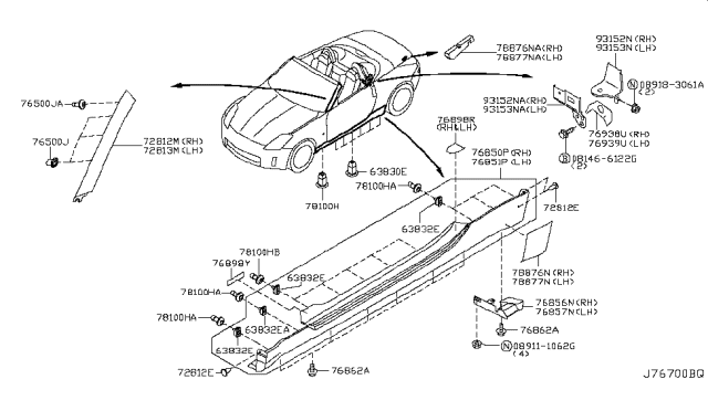 2004 Nissan 350Z Body Side Fitting Diagram 2