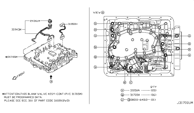 2005 Nissan 350Z Valve Assembly-W O Programming Control Diagram for 31705-92X3E