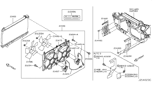 2006 Nissan 350Z Radiator Assy Diagram for 21460-EV00A