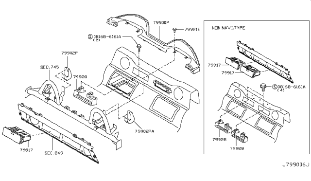 2006 Nissan 350Z Rear & Back Panel Trimming Diagram 4