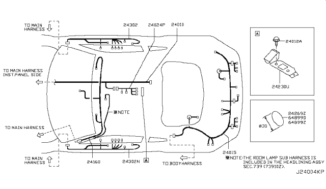 2006 Nissan 350Z Harness Assembly-Door Front RH Diagram for 24124-CF60A