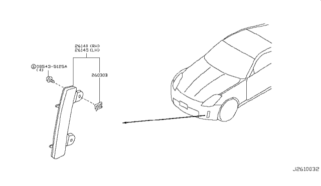 2005 Nissan 350Z Reflector Assembly-Front Side,LH Diagram for 26145-CD000