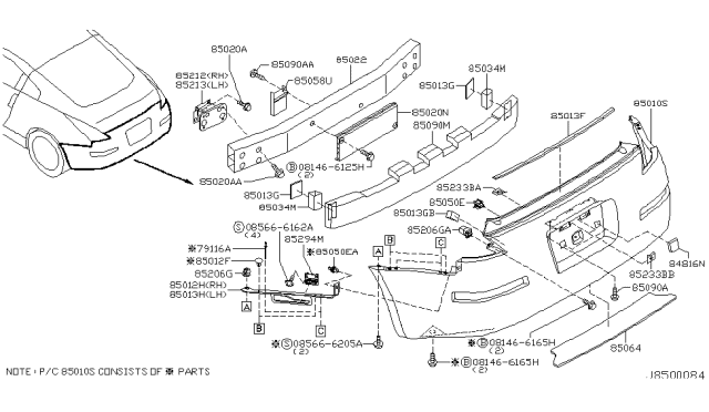 2005 Nissan 350Z Rear Bumper Diagram 1