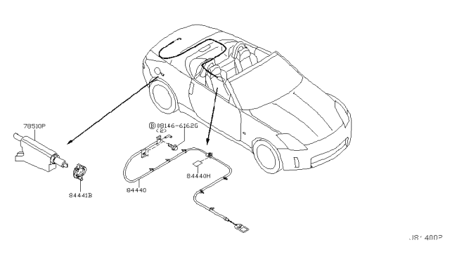 2007 Nissan 350Z Cable-Trunk Lid Opener Diagram for 84652-CE400