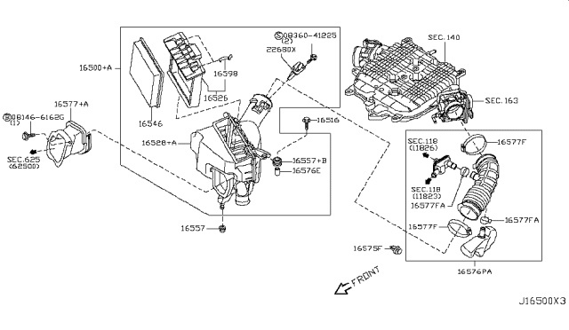 2008 Nissan 350Z Cover Lower Diagram for 16528-EV10B